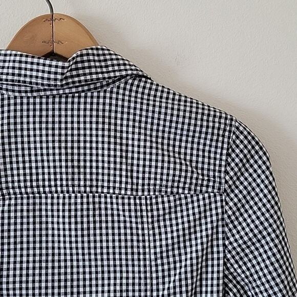 Chico's Black White Gingham Button Front 3/4 Sleeve Shirt Size Small/4 - Picture 5 of 8